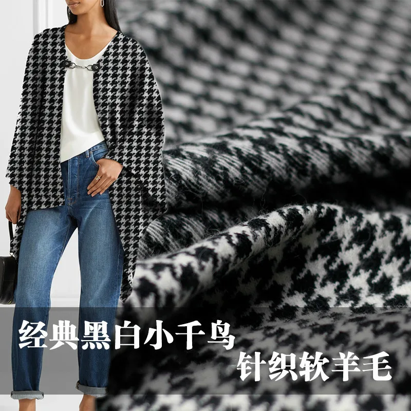 

Fashion classic black and white small houndstooth knitted soft wool spring and autumn scarf shawl clothing surface cloth