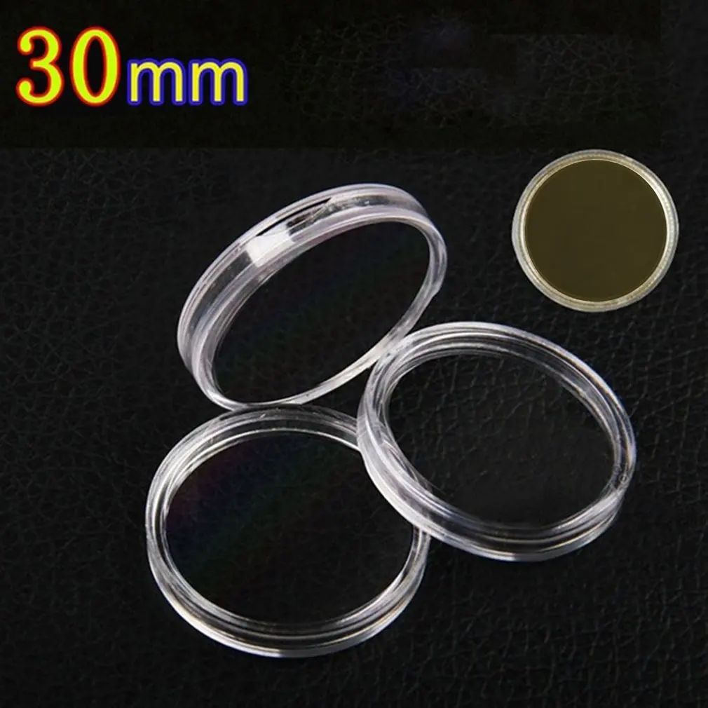 

Coin Storage Box 30mm Clear Round Boxed Coin Holder Plastic Capsules Display Cases Organizer for Coin Collection Supplies