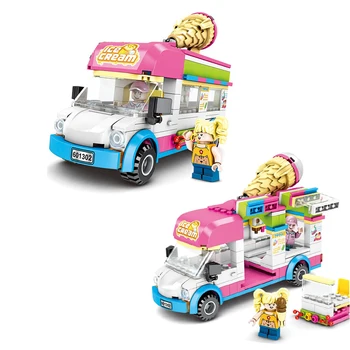 

264PCS City Street View Vehicle Building Blocks Creator Technic Ice Cream Car Model Bricks Assemblage Toys For Kids Girl Gift