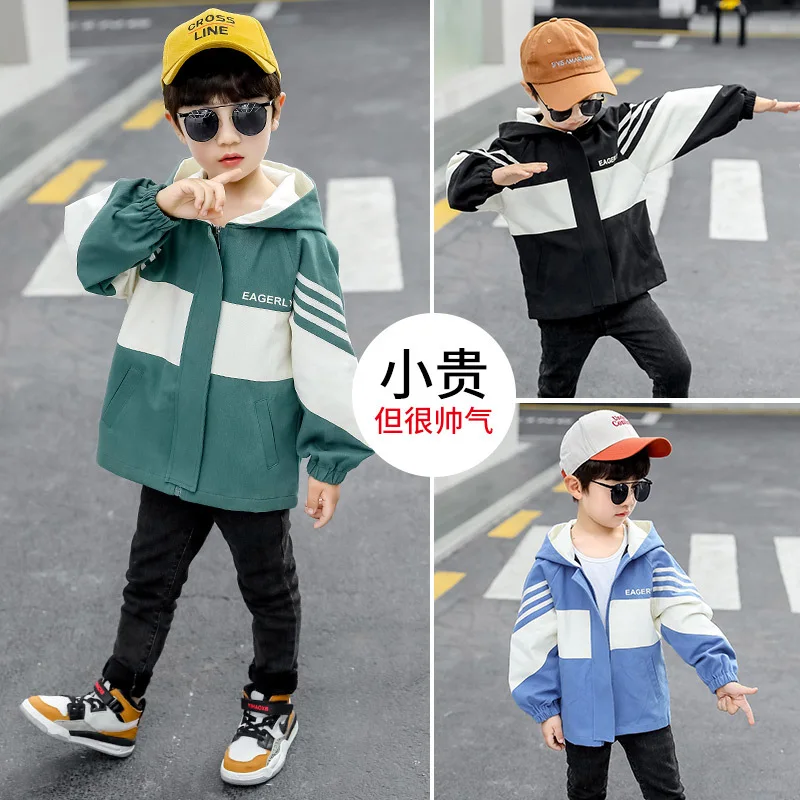

BOY'S Spring Clothing Coat 2020 New Style Big Boy Handsome Boy Spring And Autumn Mixed Colors Brace Trench Coat 1712c-a09