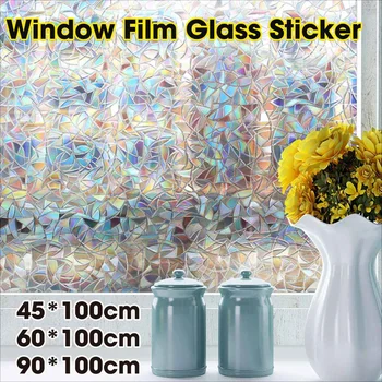 

3D Decorative Window Privacy Film Stained Glass Window Sticker Self-adhesive Vinyl Static Anti Rainbow Glass Tint Film
