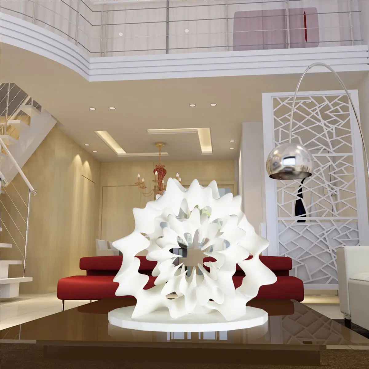 3D Printed Flower Sculpture Artesanato Escultura Statues Modern Sculpture Living Room Decor