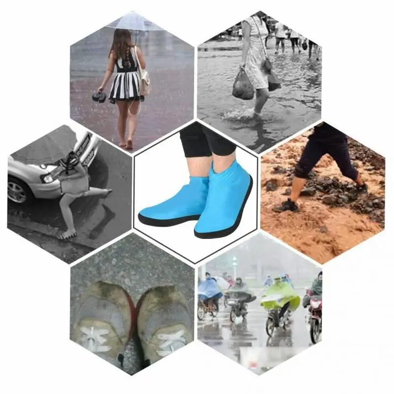 1Pair Elastic Shoes Accessories Cycling Emulsion Foot Wear Reusable Thick Sole Shoe Cover Travel Waterproof Shoes Cover