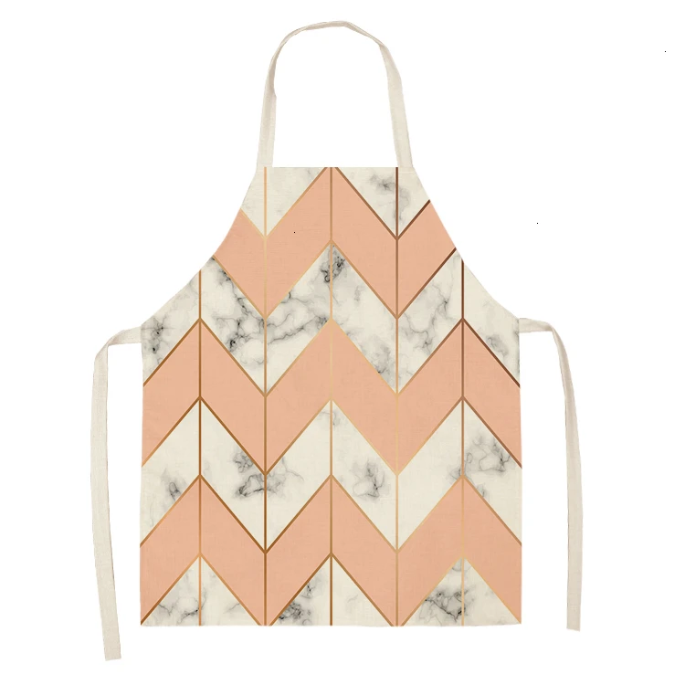 1PC Cotton Kitchen Aprons Linen Printed Sleeveless Pinafore Brief Geometric Women Home Cooking Baking Waist Bib 53*65cm WQL0150 - Цвет: WQL0150-28