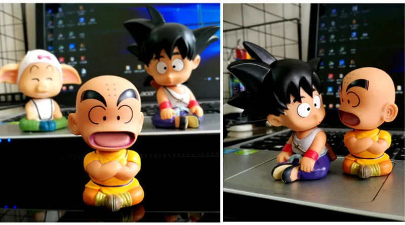 3 шт. Dragon Ball SON GOKU Oolong Kuririn автомобильный орнамент встряхивание кивающая кукла милая игрушка с помпоном японское мультяшное украшение интерьера