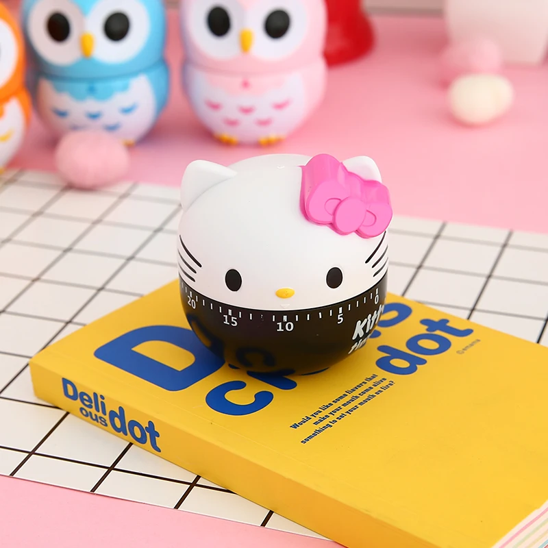 Cartoon kitchen mechanical reminder timer clock mechanism set cute time manager cooking timer hello kitty kitchen egg timer