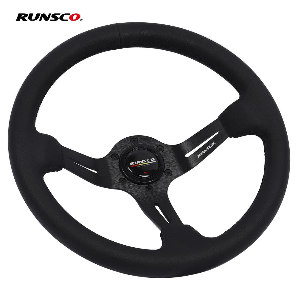 

13.5Inch/345mm Racing Steering Wheel Real Leather JDM Style Drift Pc Game Deep 85mm Steering wheel