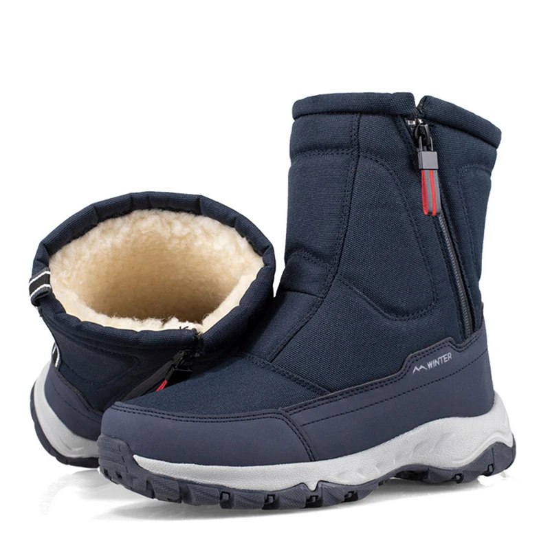 Winter Shoes Men Hiking Boots Outdoor Snow Boots Plus Velvet Warm Side Zipper Casual Short Resistance Men Cotton Shoes winter snow boots,men boots