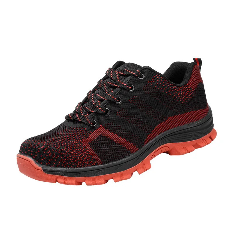 Уличные дышащие мужские защитные рабочие ботинки со стальным носком; Мужская неубиваемая обувь; нескользящая защитная обувь со стальным Проколом - Цвет: Red