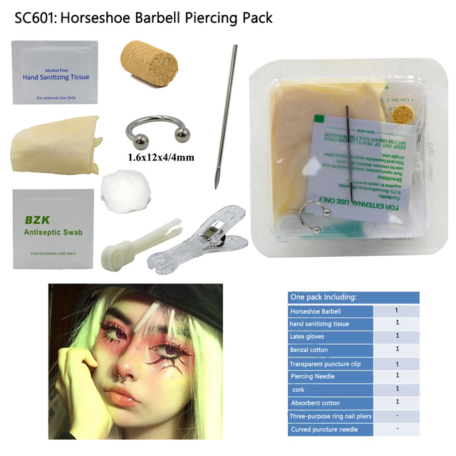 Pack Disposable Sterile Medical Body Piercing Kit Ear For Nose Nipple Belly Navel Septum Piercer Tool Machine Kit Piercing