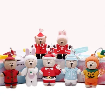 

Cartoon PVC Bear Keychain Cute Funny Christmas Key Chains Santa Claus Keyring Couple Llaveros Christmas Porte Clefs Jewelry Gift