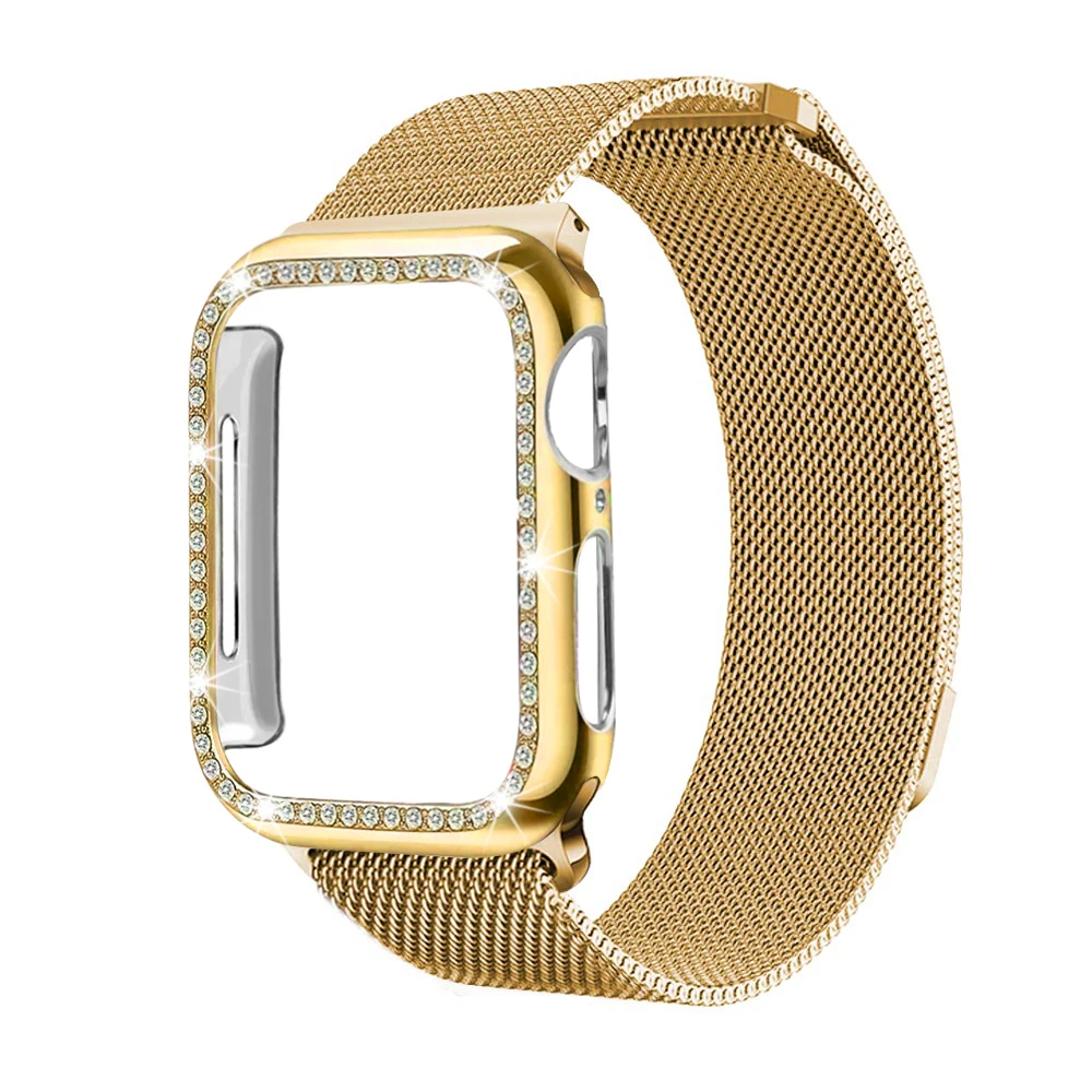 Gold Миланский сетчатый Браслет из нержавеющей стали ремешок для Apple Watch, версия 1, 2, 3, 42 мм, 38 мм, ремешок на запястье с наручных часов iwatch чехол 4 5 40/44 мм - Цвет ремешка: Gold