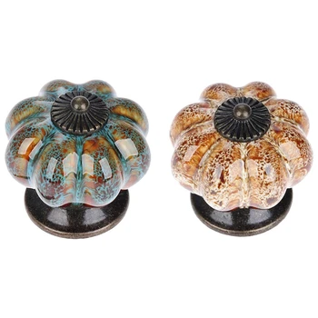 

20Pcs Ceramic Knobs with Colorful Knobs and Pumpkin Handles Drawer Ceramic Pulls - 10Pcs White &10Pcs Blue