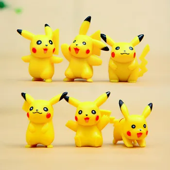 

[Funny] 6pcs/lot Anime 6 different styles expression Pikachu PVC Action Figures Toys Cartoon doll Model Child collect toy gift
