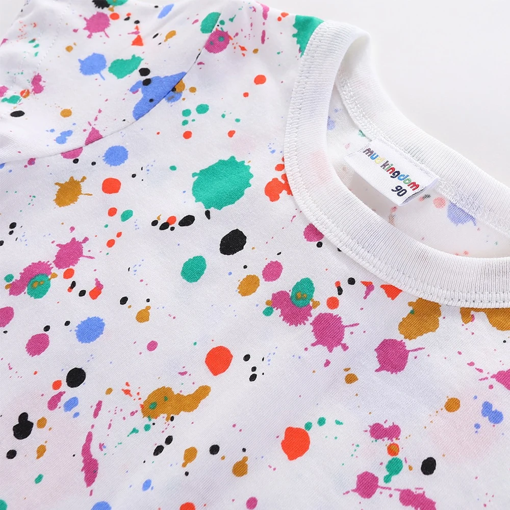 Футболки для маленьких мальчиков и девочек LittleSpring красивые летние топы с круглым