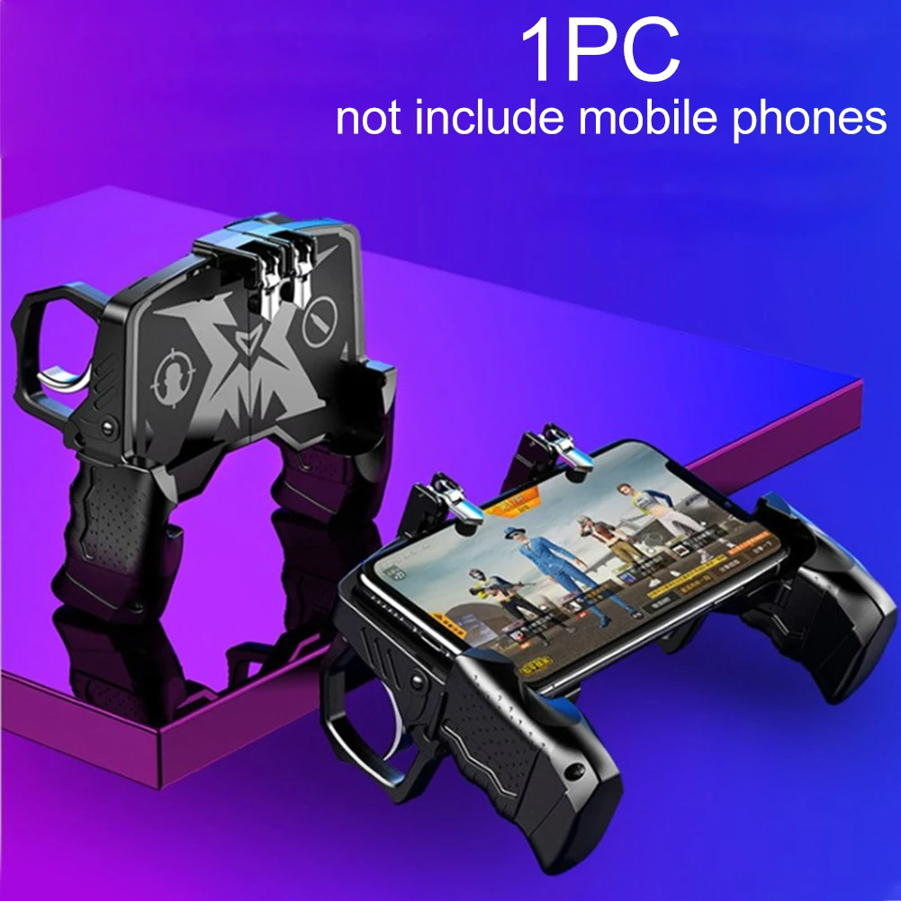 K21 Four Fingers Gamepad Ergonomic Free Fire Metal Trigger Durable Sensitive Universal Button Game Controller Shooting Black