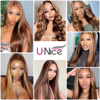 13x4 Highlight Wig Lace Front Human Hair Wigs Honey Blonde Brazilian Straight 5x5 HD Lace Closure
