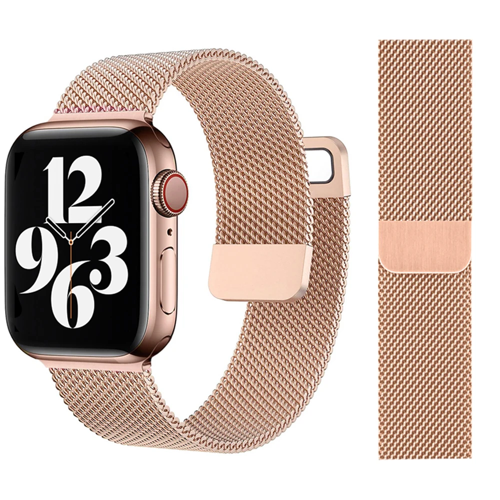 Ремешок Миланская петля из нержавеющей стали для Apple Watch 6 Se Band 44 мм 40 42 38 браслет