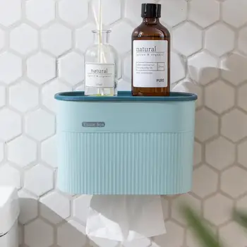 

Waterproof Tissue box toilet bathroom wall hanging roll holder hanger free punching Multifunctional WC Bathroom Storage Tools