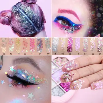 

Monochrome Flash Glitter Powder Sequin Eyeshadow Brilliant Pearl Light Highlight Pentagram Moon Diamond Fragment Eyeshadow TSLM2