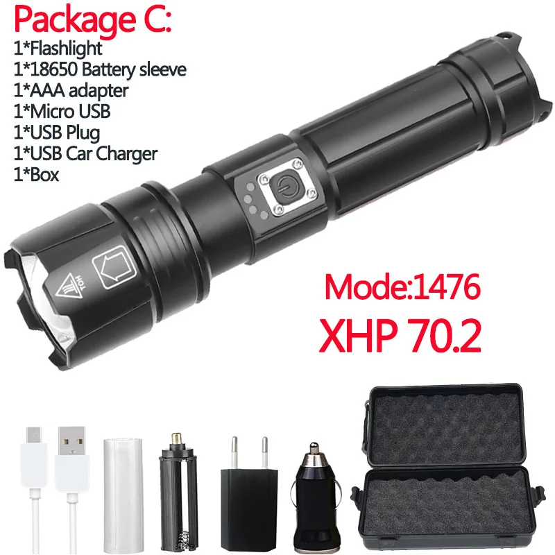Package C Xlamp XHP90 Z351909 самый мощный светодиодный светильник-вспышка мощностью 26650 или 18650 батареи и xhp70.2 Тактический светильник фонарь-вспышка - Испускаемый цвет: Package C