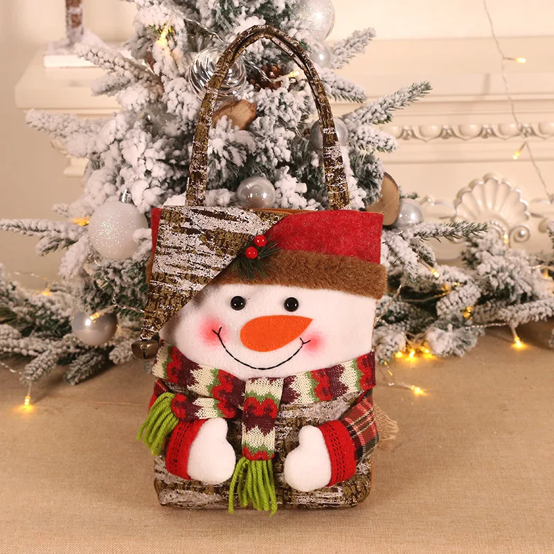 Новогодняя Рождественская ручная сумка Noel Deco упаковочные коробки для гостей вечерние декоративные детские сумки для конфет подарок Рождественское украшение для дома - Цвет: Snowman Hand Bag