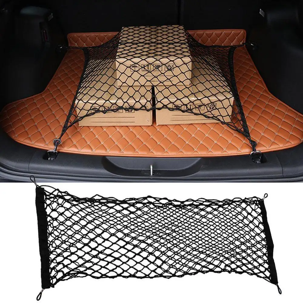 

Auto Care 90X40cm Universal Car Trunk Luggage Storage Cargo Organizer Nylon Stretchable Elastic Mesh Net With 4 Plastic Hooks