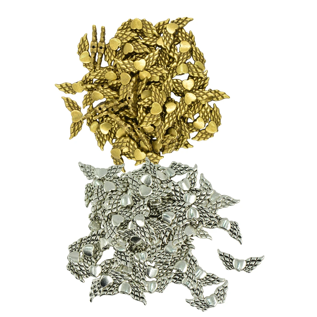 100 Pieces Angel Wing Spacer Charm Beads Accessories for Jewelry Making Crafts