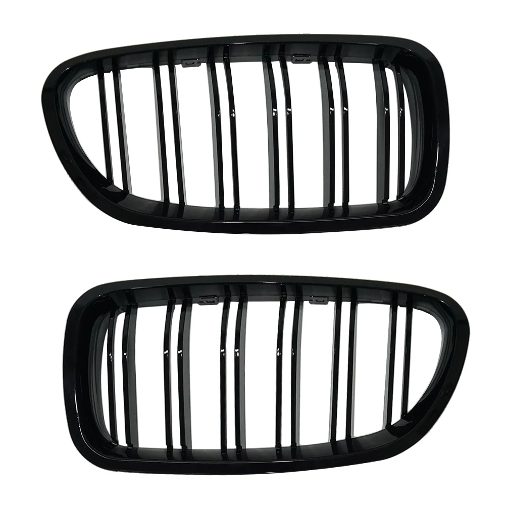 bug shields Car Gloss Black Kidney Grill Dual Slats Racing Grill For BMW 5 Series F10 F11 F18 520d 530d 540i 2010-2017 Replacement Part lund bug deflector