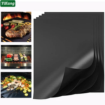 

6PCS 40*33cm BBQ Grill Mat Heat-Resistant Baking Liners Mat PTEE Non-stick Grilling Barbecue Pad Kitchen Baking Oven Oil Sheet