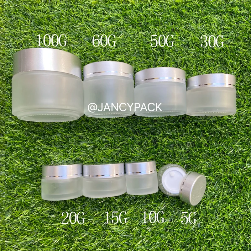 5/10/15/20/30/50/100g Frosted Glass Refillable Empty Cosmetic Jar Gel Pot Eye Shadow Face Cream Container