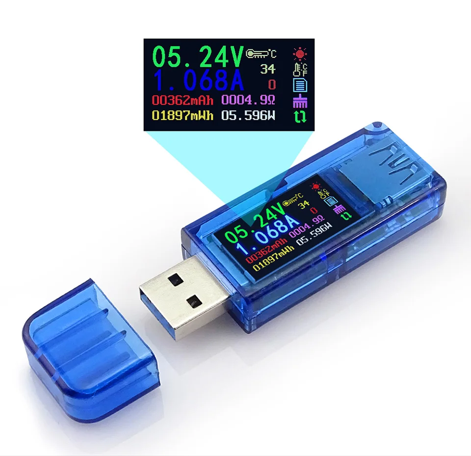 DIYFIX USB 3,0 тестер HD цветной ЖК-Вольтметр Амперметр измеритель напряжения тока мультиметр батарея Зарядка power Bank AT34 USB Тестер
