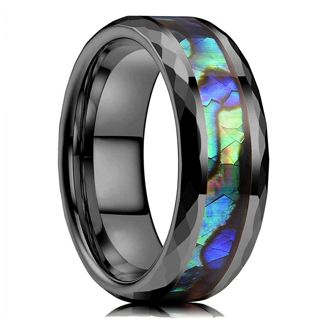 Colors Luxury Mens 8mm Tungsten Wedding Stainless Steel Ring Koa Wood Meteorite Inlay Arrow Ring Punk Men Wedding Band Jewelry