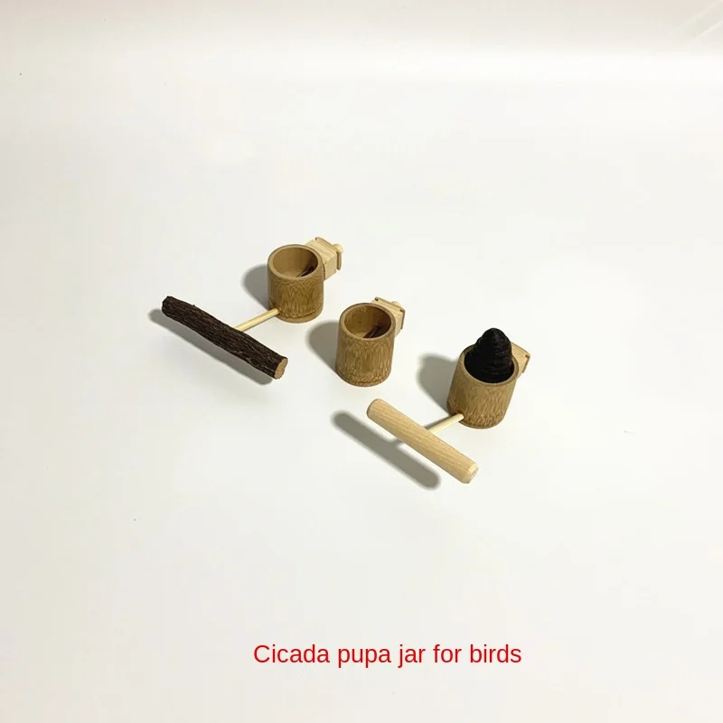 Wooden Bird Cage Accessories Bird Feeder Thrush Cicada Pupa Jar Food Jar Feed Cicada Pupa Food ZA717