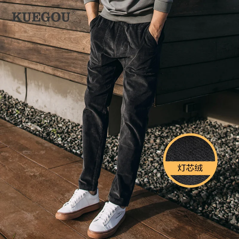 KUEGOU 98% Cotton 2% Spandex Men corduroy pants Male loose casual pants in autumn Fashion men's pants straight type YK-1951 KUEGOU 98% Cotton 2% Spandex Men corduroy pants Male loose casual pants in autumn Fashion men's pants straight type YK-1951