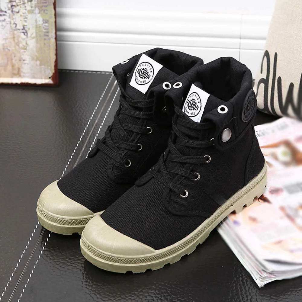 Botas de lona estilo Palladium para mujer, botines militares informales, de alta calidad, novedad, 2020