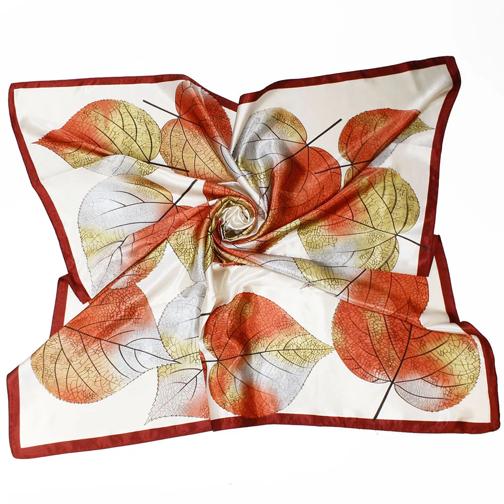 04 Silk Scarves Women Foulard 90*90cm Square Head Hijab Scarf Ladies chiffon Shawl wrap muffler pareo Bandanna female free shipping - Цвет: 04