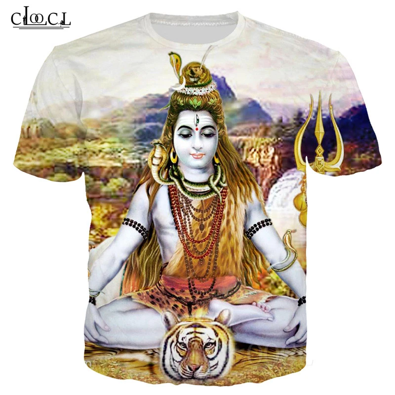 Lord shiva printed t shirts online Clearance