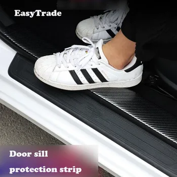 

For Ford Ecosport 2016 Accessories Car styling Carbon Fiber Rubber Door Sill Carbon Fiber Stickers Protector Goods Accessories
