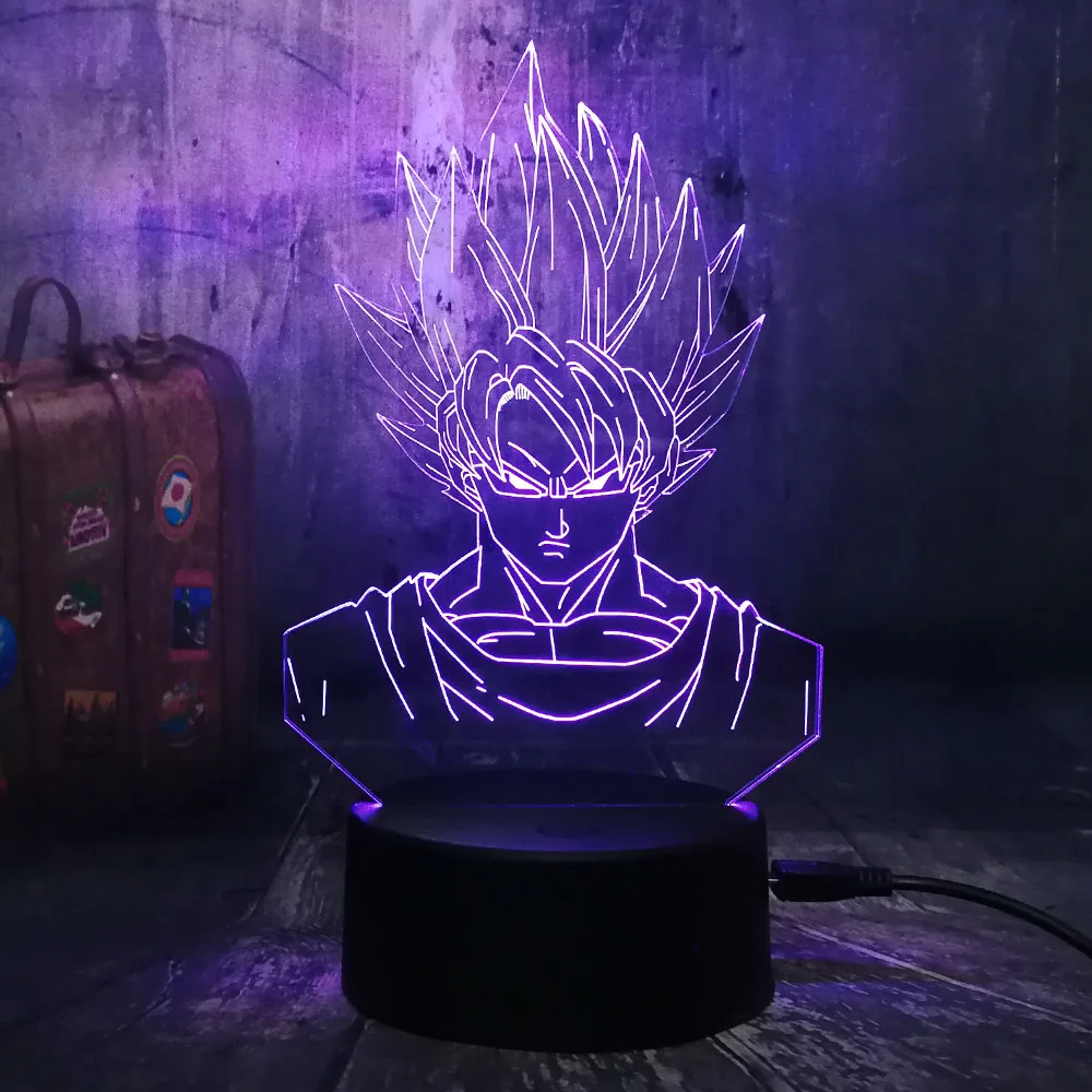 3D лампа Dragon Ball Z Goku рисунок ночной Светильник для спальни изменение цвета детская настольная лампа 3d светодиодный Ночной светильник подарок для детей