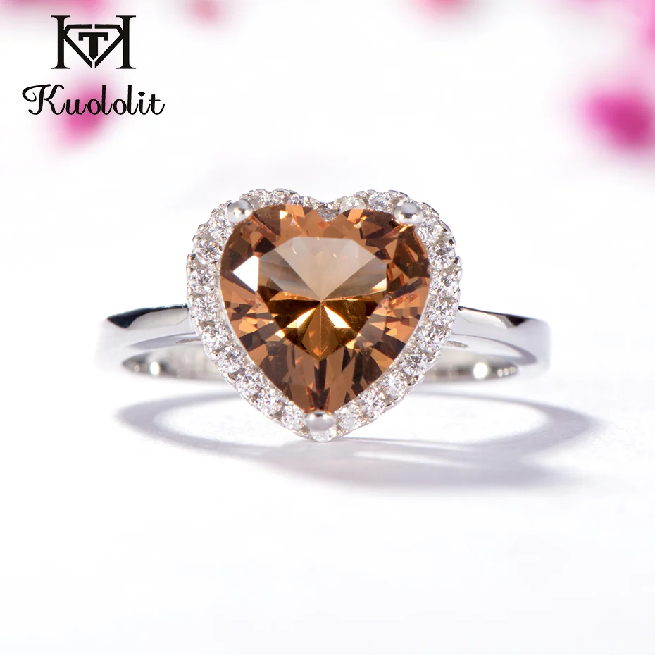 ring Куололит зултанит драгоценный камень кольцо для женщин Твердые 925 пробы серебро создан цвет изменить сердце форма камень кольцо ювелирные изделия - Цвет камня: ring