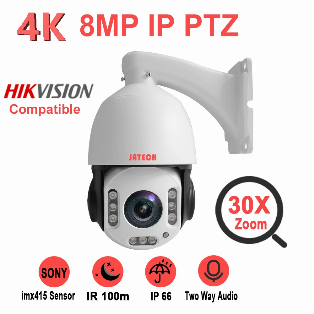 

Hikvision Compatible 8MP IP PTZ Security Camera 4K 30X Zoom SONY Sensor IR 100m Two Way Audio Voice Alert