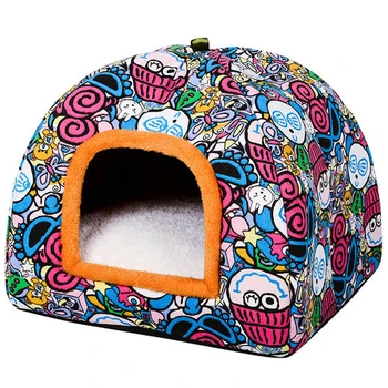 

New Foldable Cat Bed Dog House Pet Nest Cave Printing Puppy Cats Sofa Dog Sleeping Dogs Cat Kennel Pet Supplies Products Tent