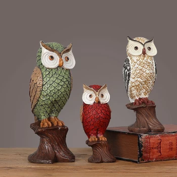 

Nordic Resin Owl Crafts Ornaments Retro Courtyard Garden Soft Decorations Simple Living Room Bookcase Animal Statue Decoration