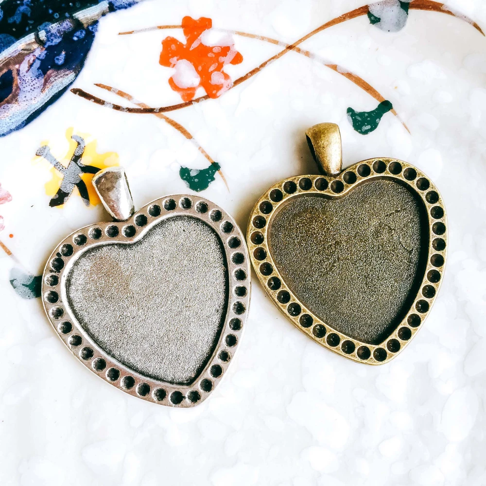 

5pcs/lot 30mm Necklace Pendant Setting Antique Bronze Silver Glass Cabochon Blank Base Supplies for Jewelry Finding T287