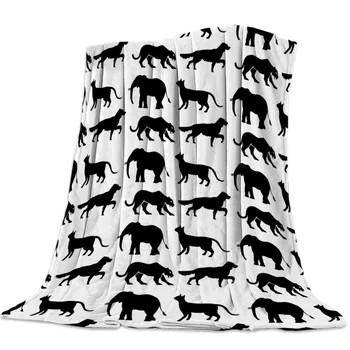 

Animal Elephant Dog Anchor Cheetah Black Silhouette Coral Fleece Fuzzy Blankets on Bed Throws Bedsheet for Kids Girls