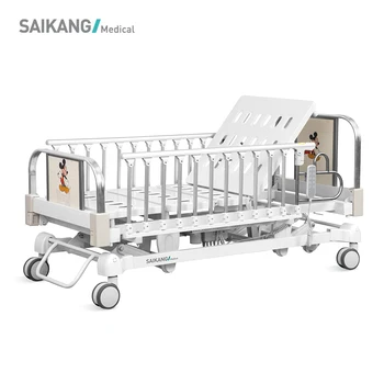 CT8k SAIKANG Cartoon 5 Function Medical Baby Crib Adjustable Electric Children Infant Hospital Pediatric Bed with Wheels