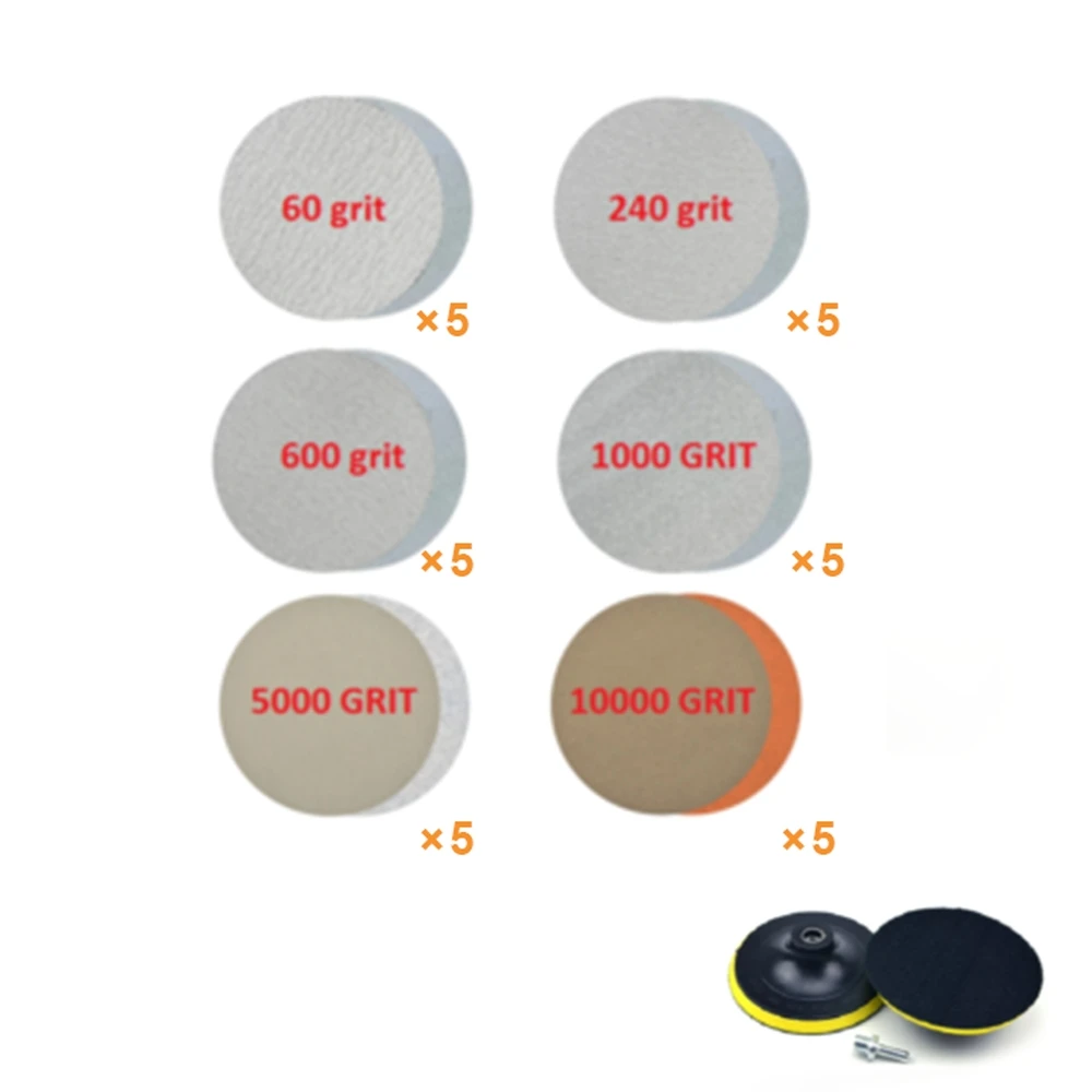 30pcs/set Sanding Discs 7inch 60 240 600 1000 5000 10000 Grit Wet/Dry Hook and Loop Sanding Discs high quality