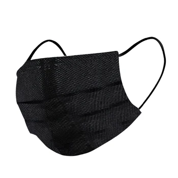 

50PCS Black Disposable Mouth Cover 3-Layer Safety Non-woven Fabric Mask Filtration Soft Breathable Face Cover