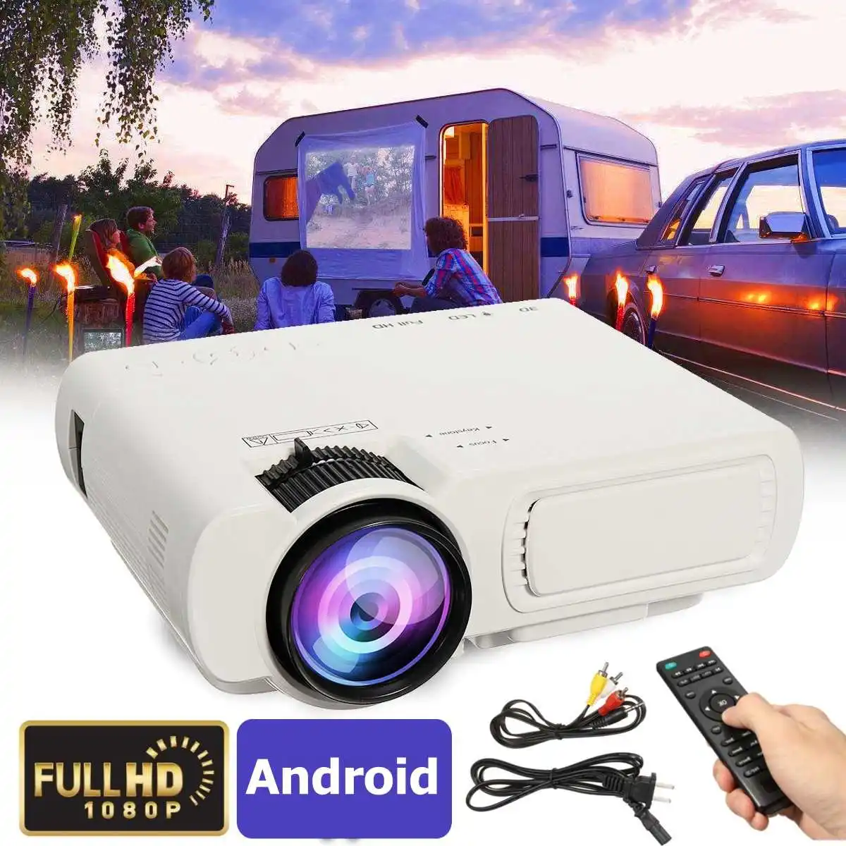 

7000 Lumens Projector Android 6.0.1 Wifi Wireless Display Home Theater Proyector Support Full HD 1080P 4K Video With HDMI/USB